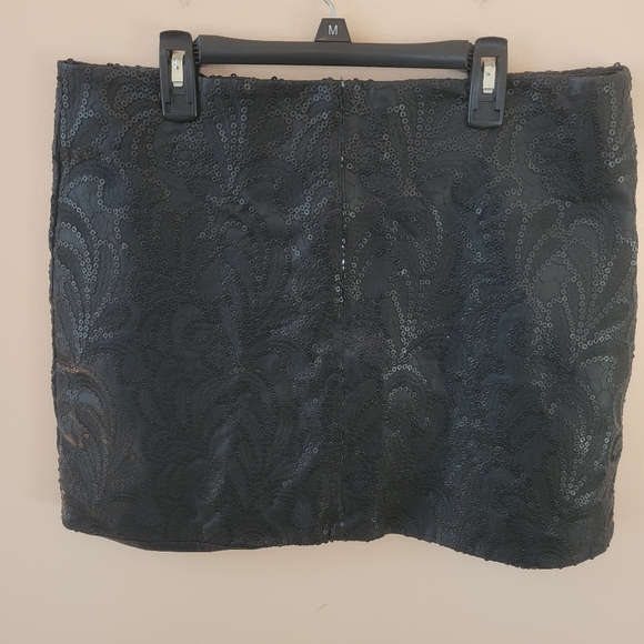 BlankNYC Black Vegan Leather Sequined Mini Skirt - Picture 2 of 5